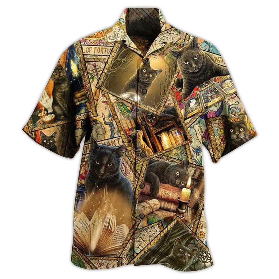 Cat And Books Hawaiian Shirt For Summer, Best Colorful Cat Hawaiian Shirts Outfit For Men Women, Friend, Team, Cat Lovers - Amzanimalsgift