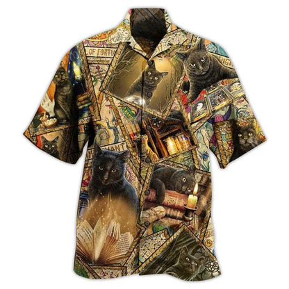Cat And Books Hawaiian Shirt For Summer, Best Colorful Cat Hawaiian Shirts Outfit For Men Women, Friend, Team, Cat Lovers - Amzanimalsgift