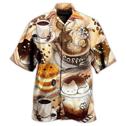 Cat And Coffee Hawaiian Shirt For Summer, Cat Do You Wanna Drink Me Coffee Hawaiian Shirts Outfit For Men Women, Friend, Team, Cat Lovers - Amzanimalsgift