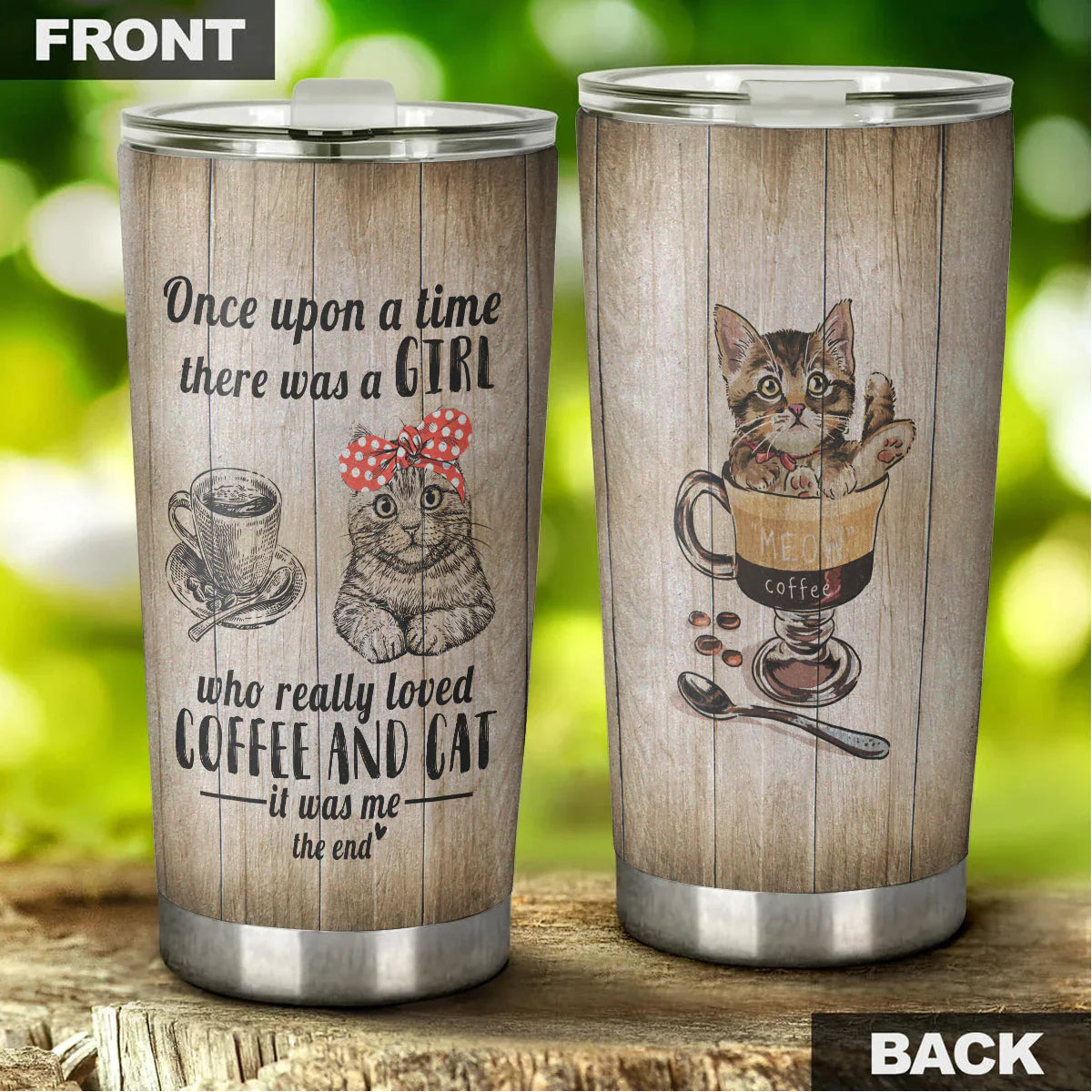 Cat And Coffee Tumbler, Gift for Cat Lovers, Cat Mom Dad, Mother's Day, Couples, Wife, Parents, Lovers, Once Upon A Time There Was A Girl - Amzanimalsgift