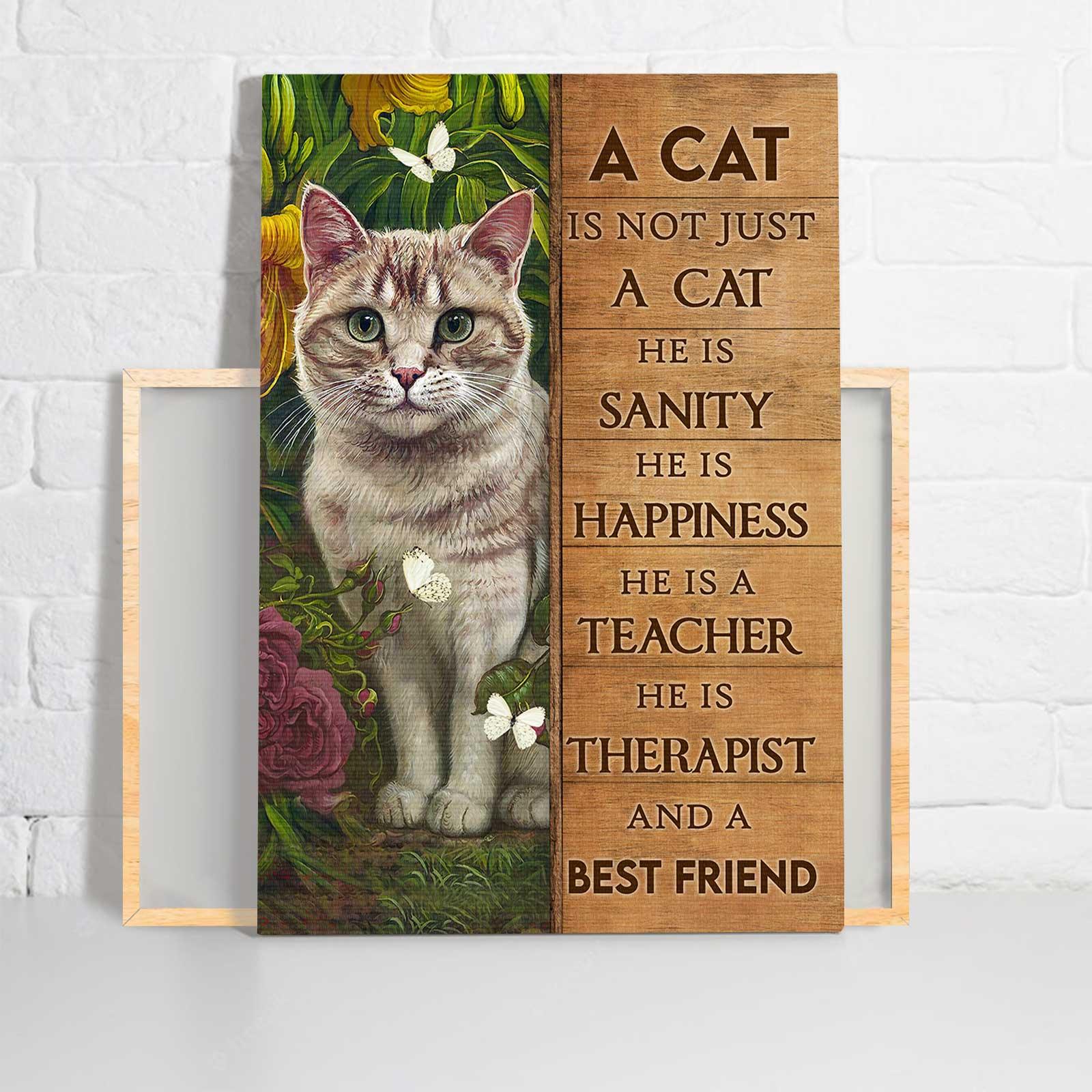 Cat & Jesus Portrait Canvas - Beautiful Cat Drawing, Flower Garden, Butterfly Canvas - Gift For Cat Lover, Christians - A Cat Is Not Just A Cat Canvas - Amzanimalsgift