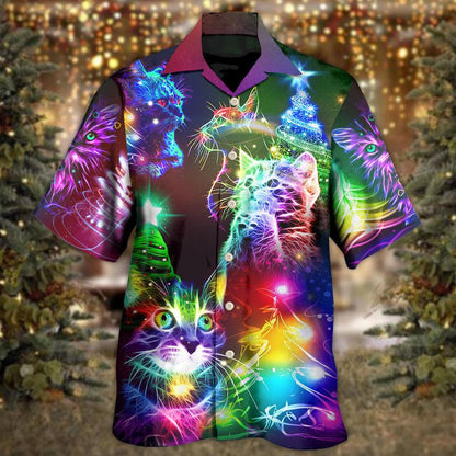 Cat Christmas Hawaiian Shirt For Summer, Best Colorful Cat Hawaiian Shirts Outfit For Men Women, Friend, Cat Lovers - Amzanimalsgift