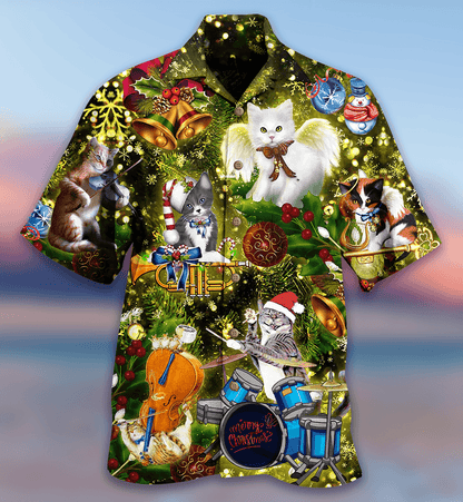Cat Christmas Hawaiian Shirt For Summer, Cat Angel, Best Cool Cat Hawaiian Shirts Outfit For Men Women, Friend, Team, Cat Lover - Amzanimalsgift