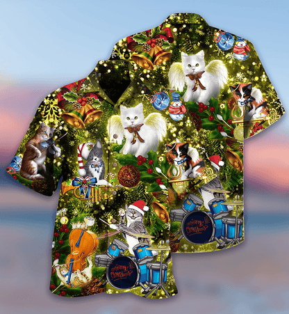 Cat Christmas Hawaiian Shirt For Summer, Cat Angel, Best Cool Cat Hawaiian Shirts Outfit For Men Women, Friend, Team, Cat Lover - Amzanimalsgift
