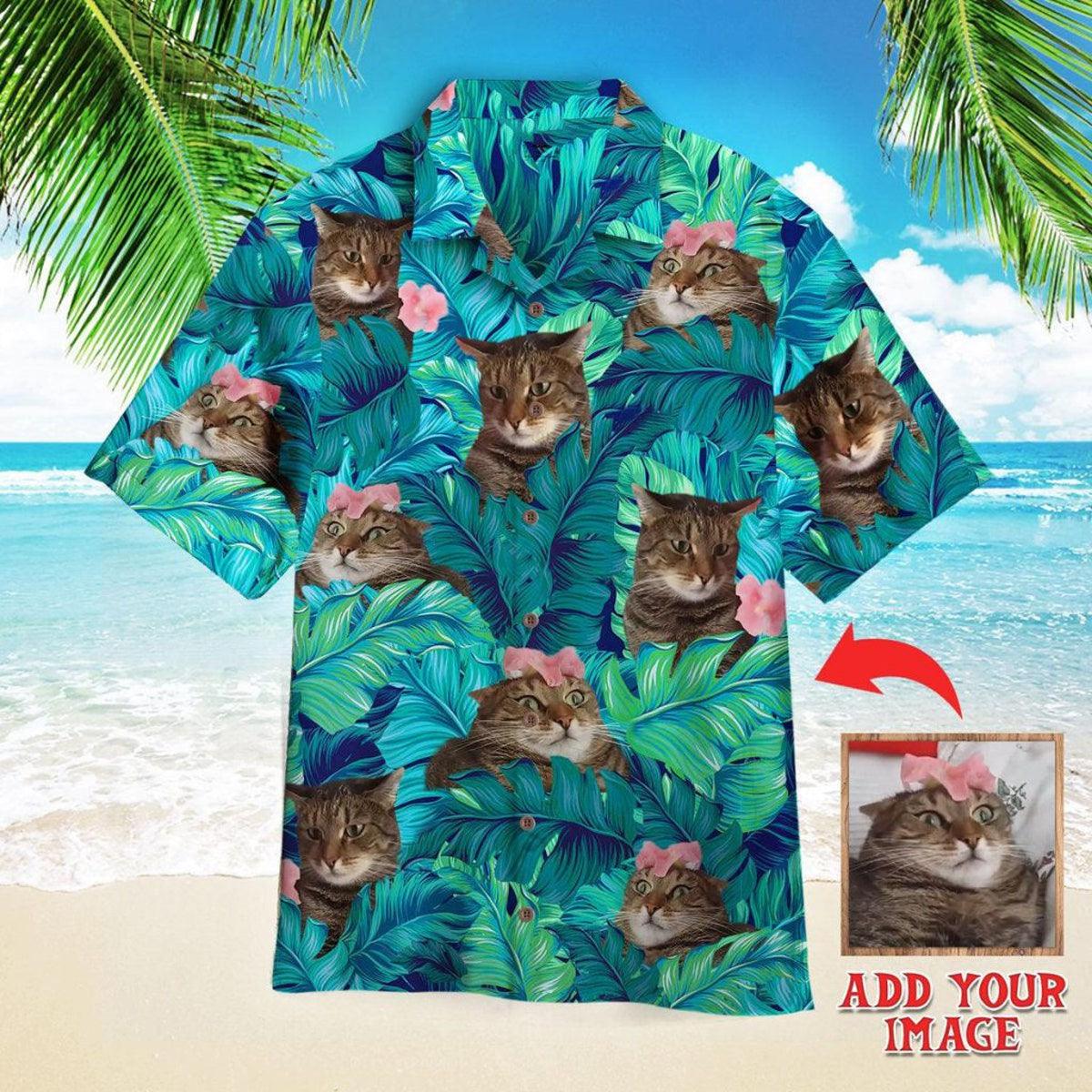 Cat Custom Hawaiian Shirt, Personalized Hawaiian Shirts, Custom Photo Hawaiian Shirt - Perfect Gift For Cat Lovers, Family, Friends - Amzanimalsgift