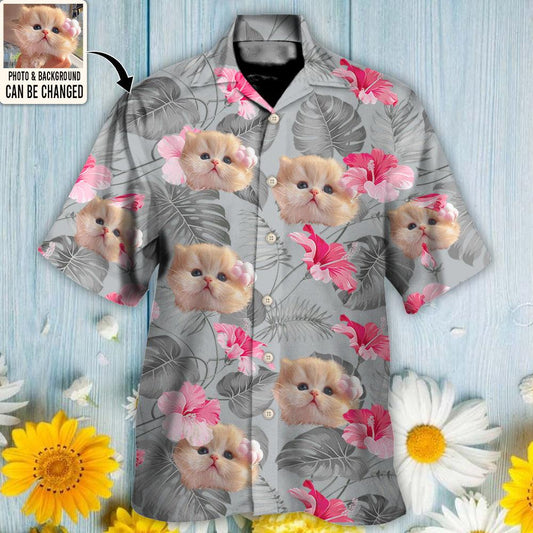 Cat Custom Photo Hawaiian Shirt For Summer, Cat Tropical Style Personalized Cat Hawaiian Shirts Outfit For Men Women, Friend, Team, Cat Lovers - Amzanimalsgift