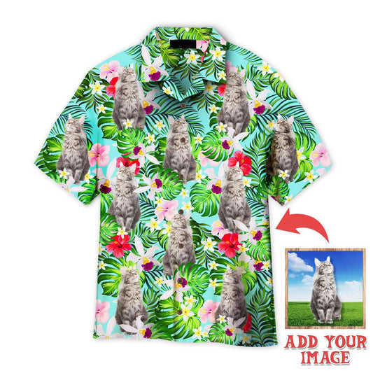 Cat Hawaiian Shirt Custom Photo, Maine Coon I Know Im Just A Cat But Floral Tropical Personalized Hawaiian Shirt - Perfect Gift For Cat Lovers - Amzanimalsgift