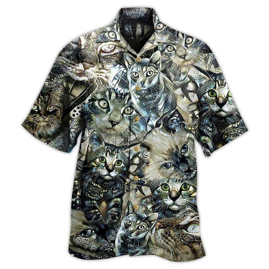 Cat Hawaiian Shirt For Summer, Best Colorful Cool Cat Hawaiian Shirts Outfit For Men Women, Friend, Team, Cat Lover - Amzanimalsgift