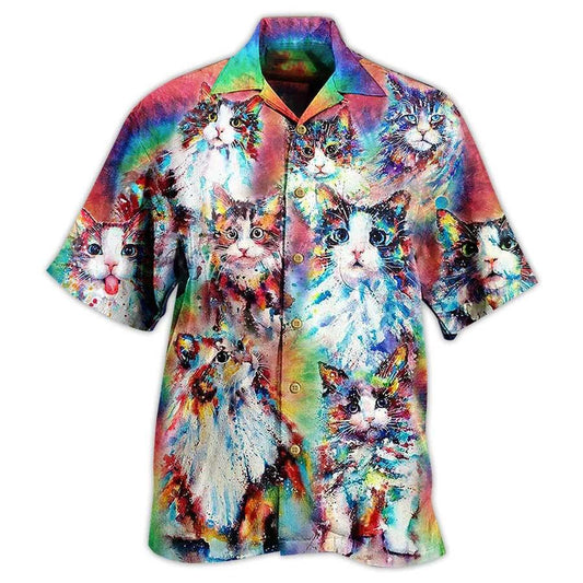 Cat Hawaiian Shirt For Summer, Cat Baby Angel, Best Colorful Cool Cat Hawaiian Shirts Outfit For Men Women, Friend, Team, Cat Lovers - Amzanimalsgift