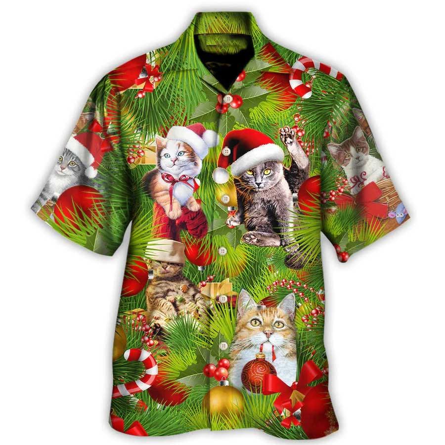Cat Hawaiian Shirt For Summer, Cat Christmas Aloha Shirts, Best Colorful Cool Cat Hawaiian Shirts Outfit For Men Women, Friend, Team, Cat Lovers - Amzanimalsgift