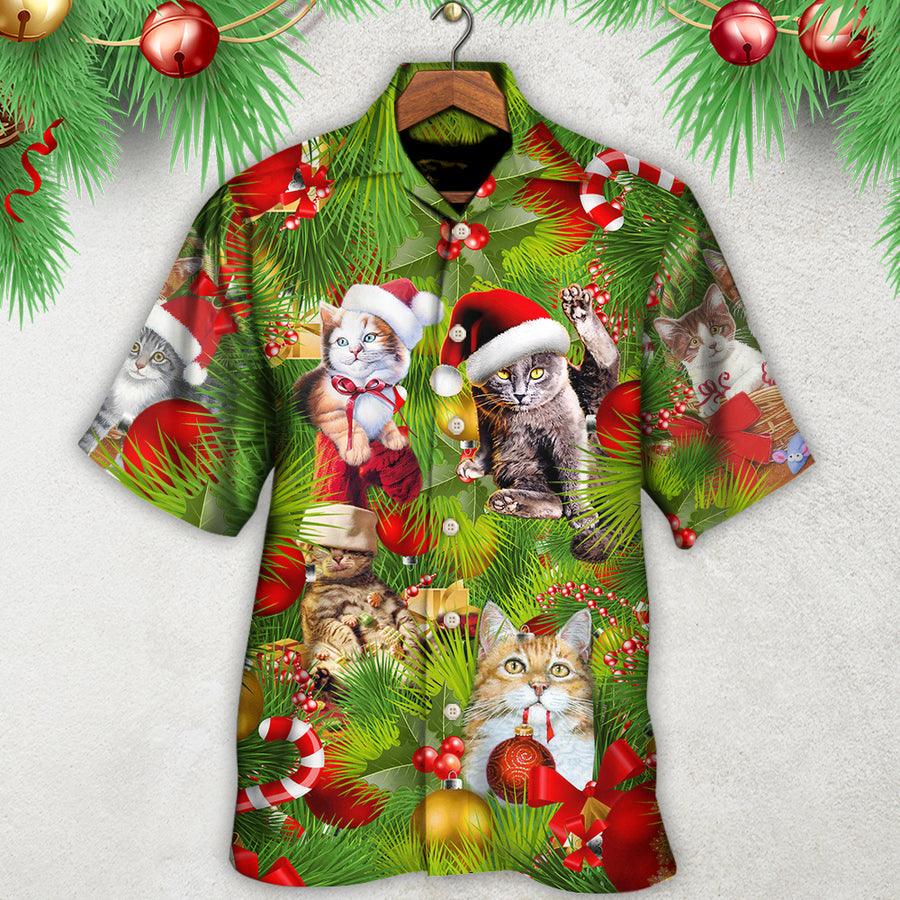 Cat Hawaiian Shirt For Summer, Cat Christmas Aloha Shirts, Best Colorful Cool Cat Hawaiian Shirts Outfit For Men Women, Friend, Team, Cat Lovers - Amzanimalsgift