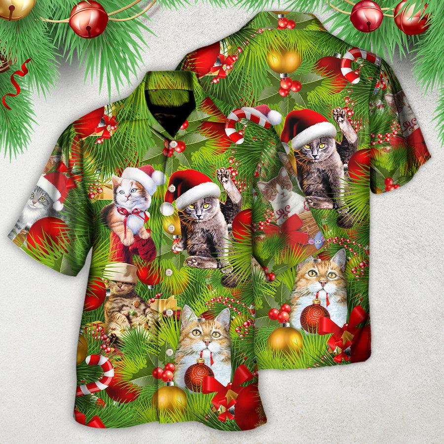 Cat Hawaiian Shirt For Summer, Cat Christmas Aloha Shirts, Best Colorful Cool Cat Hawaiian Shirts Outfit For Men Women, Friend, Team, Cat Lovers - Amzanimalsgift