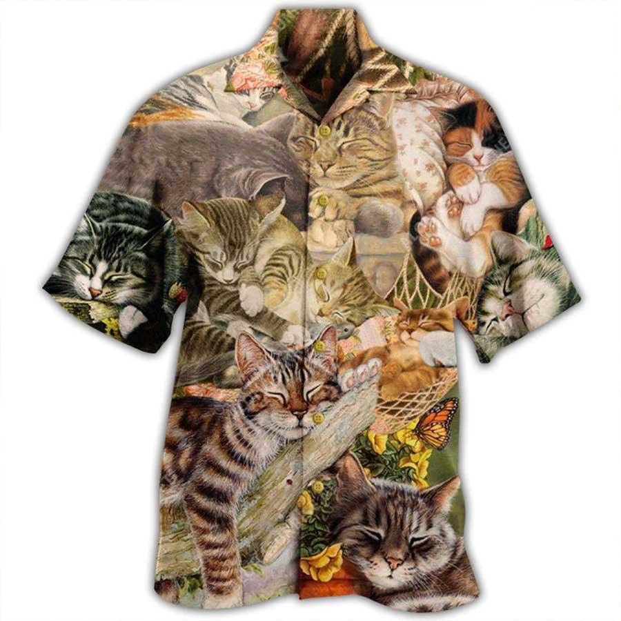 Cat Hawaiian Shirt For Summer, Cat Dreaming Sleeping Time - Best Gift For Men Women, Friend, Team, Cat Lovers - Amzanimalsgift