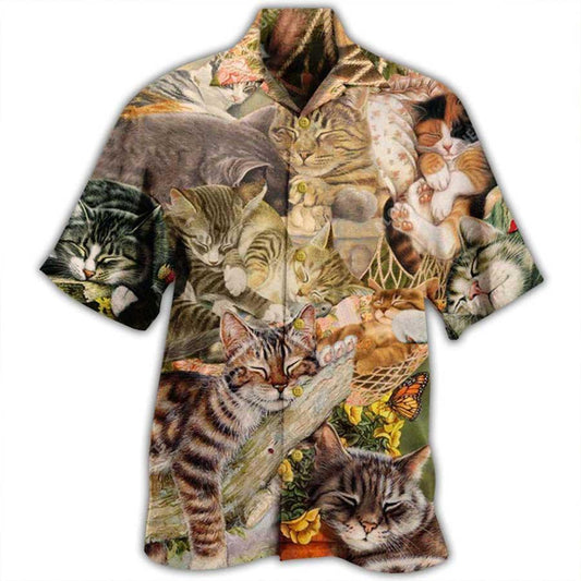 Cat Hawaiian Shirt For Summer, Cat Dreaming Sleeping Time - Best Gift For Men Women, Friend, Team, Cat Lovers - Amzanimalsgift