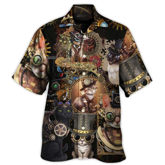 Cat Hawaiian Shirt For Summer, Cat Keep Calm And Steampunk, Best Cat Hawaiian Shirts Outfit For Men Women, Friend, Team, Cat Lovers - Amzanimalsgift