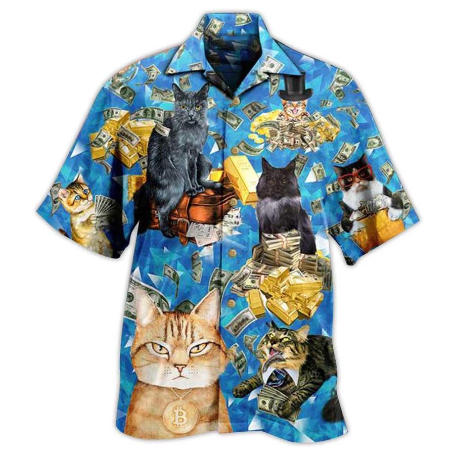 Cat Hawaiian Shirt For Summer, Cat Love Money Cool Style Aloha Shirts, Best Colorful Cat Hawaiian Shirts Outfit For Men Women, Friend, Team, Cat Lovers - Amzanimalsgift