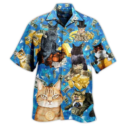 Cat Hawaiian Shirt For Summer, Cat Love Money Cool Style Aloha Shirts, Best Colorful Cat Hawaiian Shirts Outfit For Men Women, Friend, Team, Cat Lovers - Amzanimalsgift
