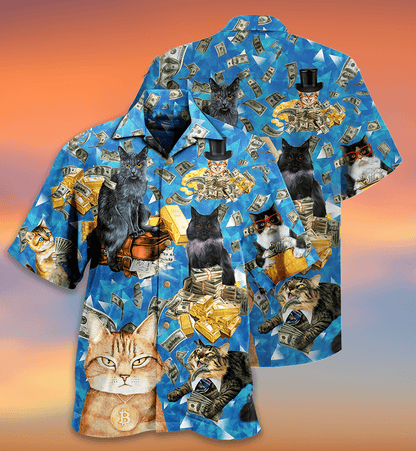 Cat Hawaiian Shirt For Summer, Cat Love Money Cool Style Aloha Shirts, Best Colorful Cat Hawaiian Shirts Outfit For Men Women, Friend, Team, Cat Lovers - Amzanimalsgift