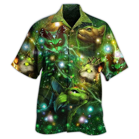 Cat Hawaiian Shirt For Summer, Cat Love Night And Star Mysterious Aloha Shirts, Best Gift For Men Women, Friend, Team, Cat Lovers - Amzanimalsgift