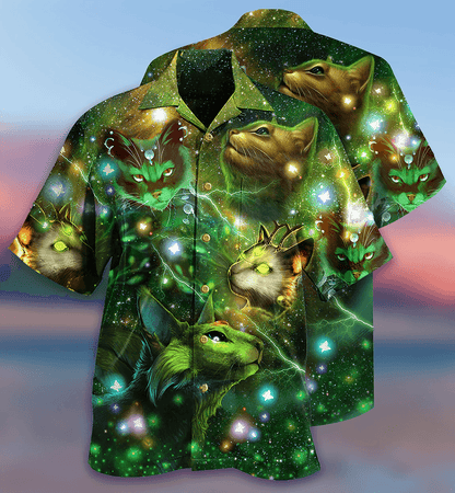 Cat Hawaiian Shirt For Summer, Cat Love Night And Star Mysterious Aloha Shirts, Best Gift For Men Women, Friend, Team, Cat Lovers - Amzanimalsgift