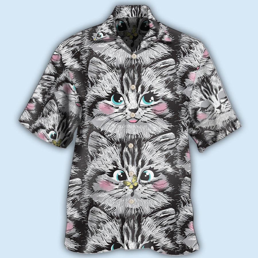 Cat Hawaiian Shirt For Summer, Cat Lovely Kitten Aloha Shirts, Best Colorful Cool Cat Hawaiian Shirts Outfit For Men Women, Friend, Team, Cat Lovers - Amzanimalsgift