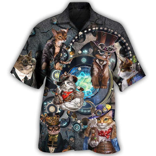 Cat Hawaiian Shirt For Summer, Cat Mechanic Cool Style, Best Colorful Cat Hawaiian Shirts Outfit For Men Women, Friend, Team, Cat Lovers - Amzanimalsgift
