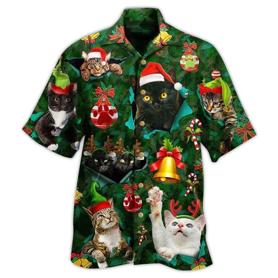 Cat Hawaiian Shirt For Summer, Cat Meowy Christmas Aloha Shirts - Best Colorful Cool Cat Hawaiian Shirts Outfit For Men Women, Friend, Team, Cat Lovers - Amzanimalsgift