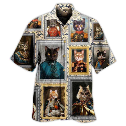 Cat Hawaiian Shirt For Summer, Cat Noble Aristocrat Basic Aloha Shirts, Best Colorful Cool Cat Hawaiian Shirts For Men Women, Friend, Team, Cat Lovers - Amzanimalsgift