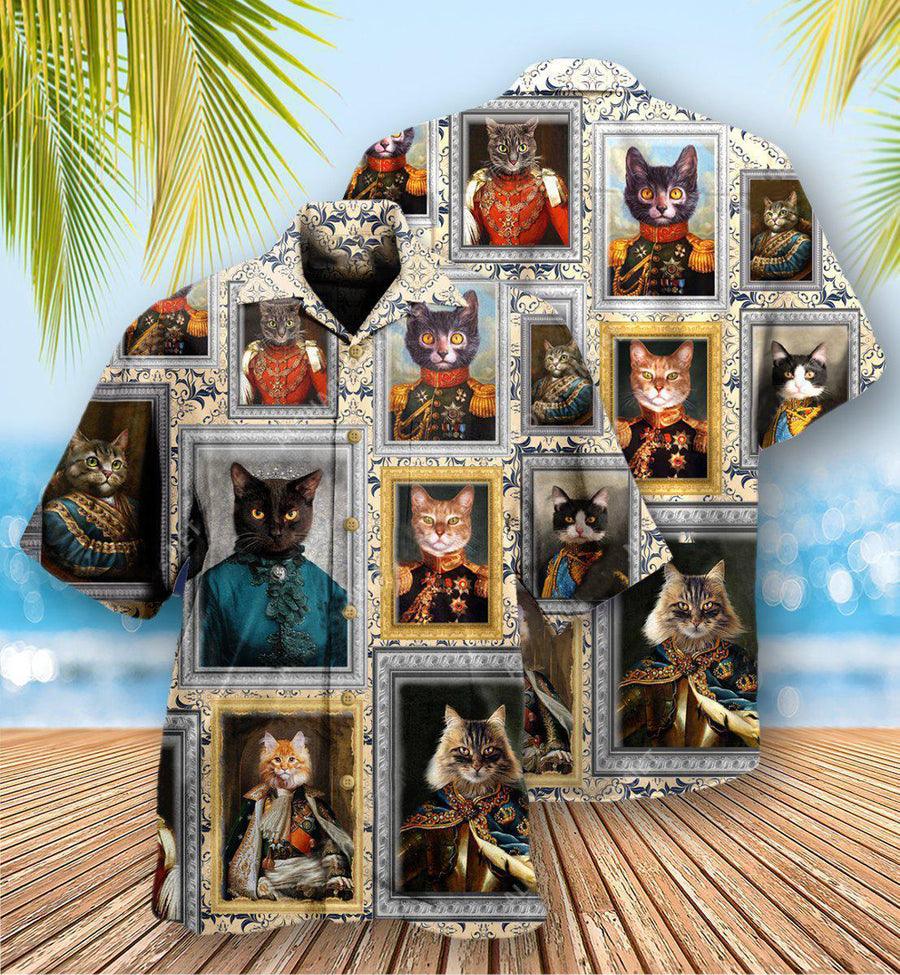 Cat Hawaiian Shirt For Summer, Cat Noble Aristocrat Basic Aloha Shirts, Best Colorful Cool Cat Hawaiian Shirts For Men Women, Friend, Team, Cat Lovers - Amzanimalsgift