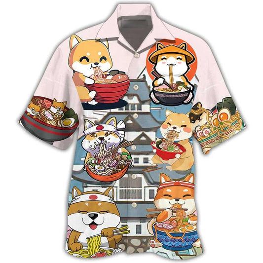 Cat Hawaiian Shirt For Summer, Cat Ramen Lovely Style Aloha Shirts - Best Colorful Cool Cat Hawaiian Shirts For Men Women, Friend, Team, Cat Lovers - Amzanimalsgift