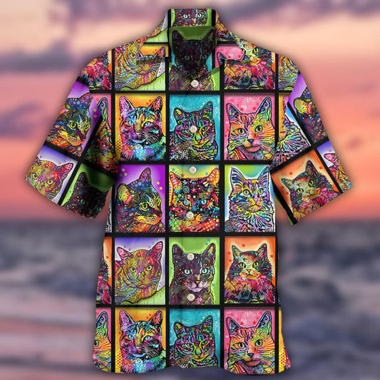 Cat Hawaiian Shirt For Summer, Cat Sykel Crazy For Cats Kitty, Best Colorful Cool Cat Hawaiian Shirts Outfit For Men Women, Friend, Team, Cat Lovers - Amzanimalsgift