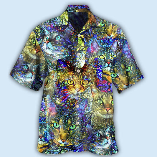 Cat Hawaiian Shirt For Summer, Cat Tabby Cat Lover Art, Colorful Cool Cat Hawaiian Shirts Outfit For Men Women, Gift For Friend, Cat Lovers - Amzanimalsgift