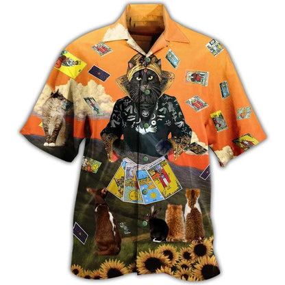 Cat Hawaiian Shirt For Summer, Cat Tarot Cool Style Aloha Shirt, Best Colorful Cat Hawaiian Shirts Outfit For Men Women, Friend, Team, Cat Lovers - Amzanimalsgift