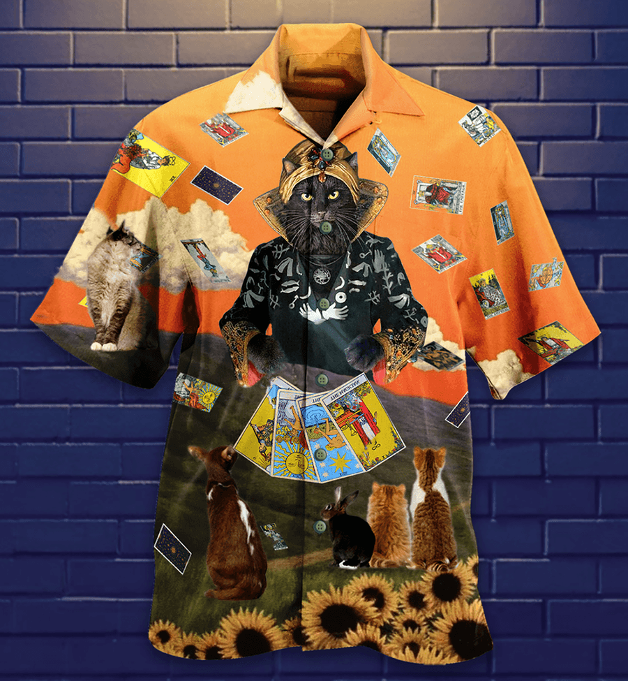 Cat Hawaiian Shirt For Summer, Cat Tarot Cool Style Aloha Shirt, Best Colorful Cat Hawaiian Shirts Outfit For Men Women, Friend, Team, Cat Lovers - Amzanimalsgift