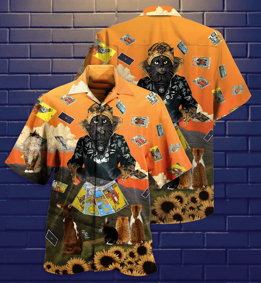Cat Hawaiian Shirt For Summer, Cat Tarot Cool Style Aloha Shirt, Best Colorful Cat Hawaiian Shirts Outfit For Men Women, Friend, Team, Cat Lovers - Amzanimalsgift