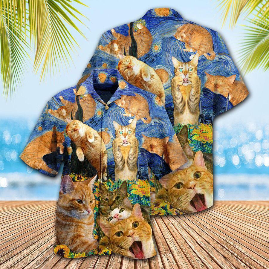 Cat Hawaiian Shirt For Summer, Cat The Sight Of Stars Aloha Shirts, Best Cat Hawaiian Shirts Outfit For Men Women, Friend, Team, Cat Lovers - Amzanimalsgift