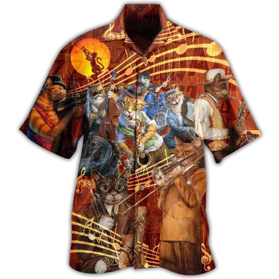 Cat Hawaiian Shirt For Summer, Cat To Be A Jazz Aloha Shirts, Funny Colorful Cool Cat Hawaiian Shirts Outfit For Men Women, Friend, Team, Cat Lovers - Amzanimalsgift