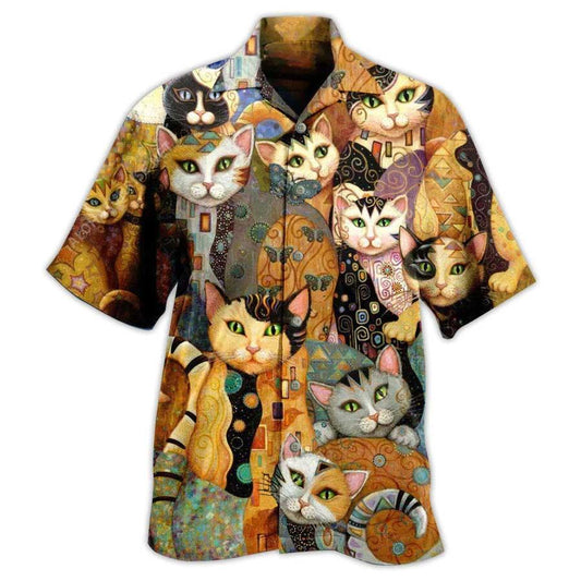 Cat Hawaiian Shirt For Summer, Cat Vintage Aloha Shirt - Best Colorful Cat Hawaiian Shirts Outfit For Men Women, Friend, Team, Cat Lovers - Amzanimalsgift