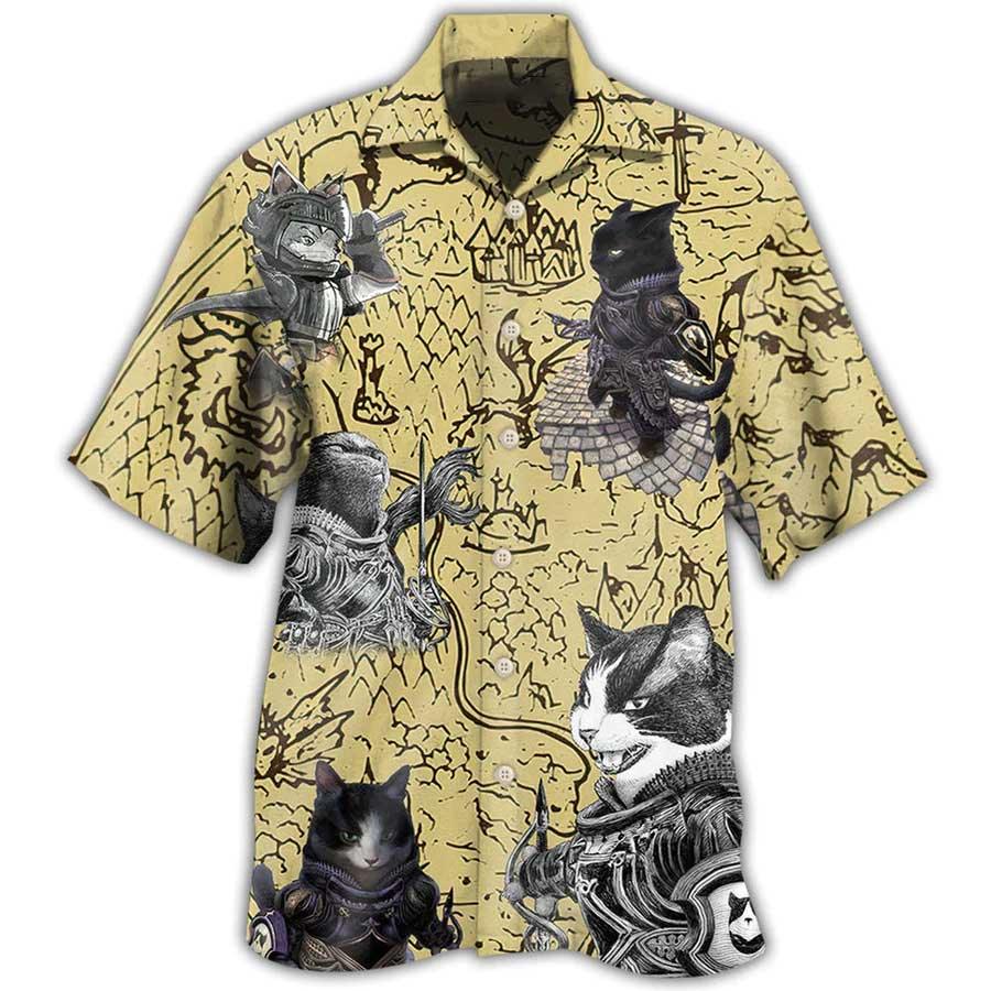 Cat Hawaiian Shirt For Summer, Cat Warrior Strong Aloha Shirts, Best Colorful Cool Cat Hawaiian Shirts Outfit For Men Women, Friend, Team, Cat Lovers - Amzanimalsgift