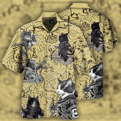 Cat Hawaiian Shirt For Summer, Cat Warrior Strong Aloha Shirts, Best Colorful Cool Cat Hawaiian Shirts Outfit For Men Women, Friend, Team, Cat Lovers - Amzanimalsgift