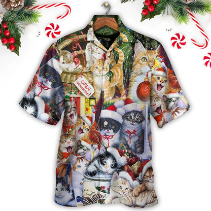 Cat Hawaiian Shirt For Summer, Christmas Cat Love Xmas Aloha Shirts, Best Colorful Cool Cat Hawaiian Shirts Outfit For Men Women, Friend, Team, Cat Lovers - Amzanimalsgift
