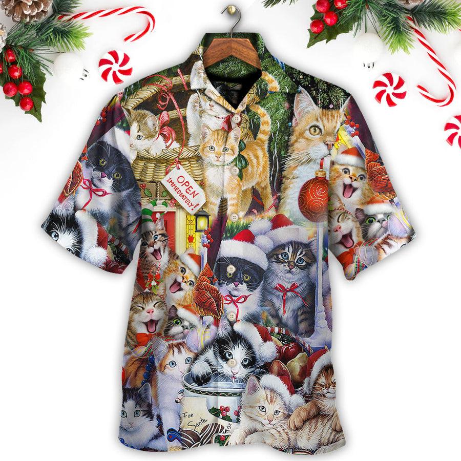 Cat Hawaiian Shirt For Summer, Christmas Cat Love Xmas Aloha Shirts, Best Colorful Cool Cat Hawaiian Shirts Outfit For Men Women, Friend, Team, Cat Lovers - Amzanimalsgift