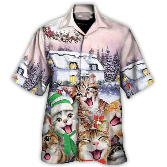 Cat Hawaiian Shirt For Summer, Christmas Cute Cat Aloha Shirts, Best Cool Cat Hawaiian Shirts Outfit For Men Women, Friend, Cat Lovers - Amzanimalsgift