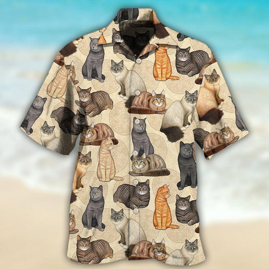 Cat Hawaiian Shirt For Summer, Cute Cat Aloha Shirts - Best Colorful Cool Cat Hawaiian Shirts Outfit For Men Women, Friend, Team, Cat Lovers - Amzanimalsgift
