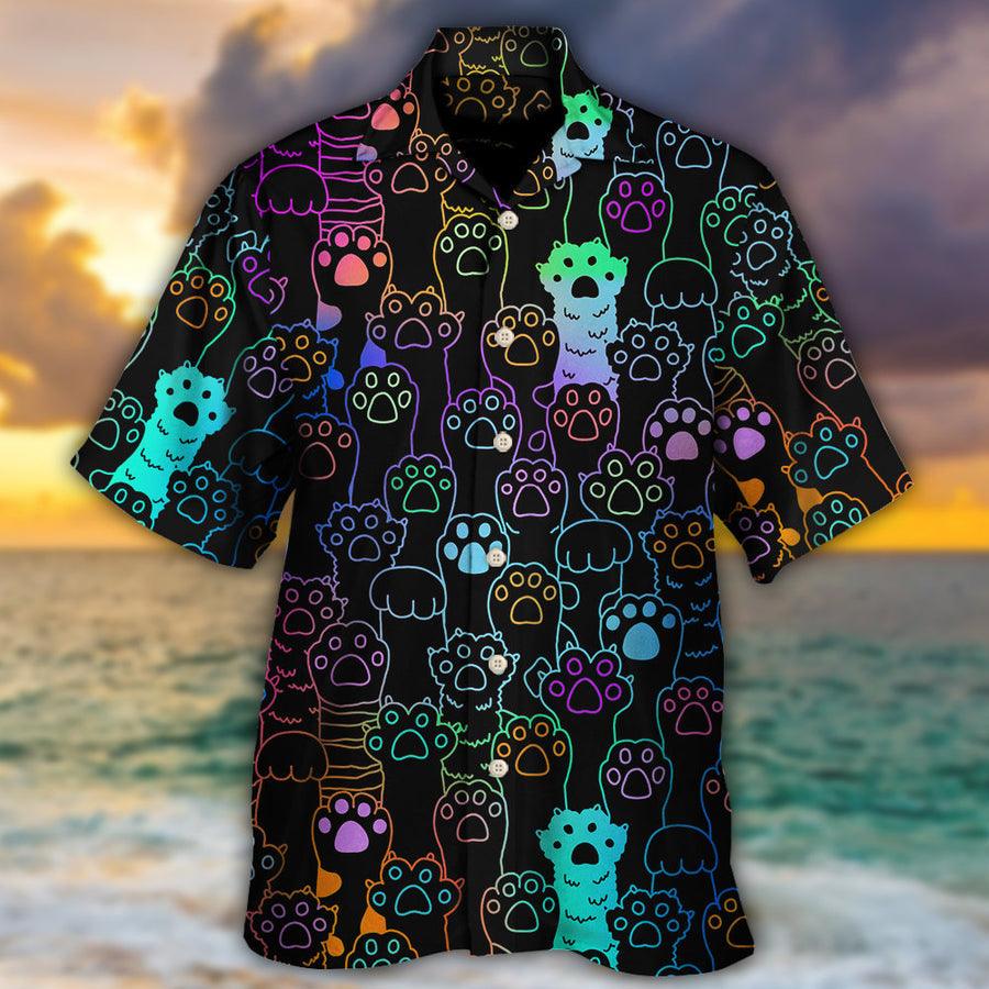 Cat Hawaiian Shirt For Summer, Cute Cat Little Paw, Best Colorful Cool Cat Hawaiian Shirts Outfit For Men Women, Friend, Team, Cat Lovers - Amzanimalsgift