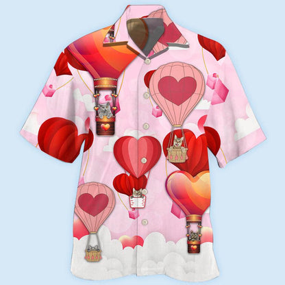 Cat Hawaiian Shirt For Summer, Valentine Gift Play With Air Balloon Cat Hawaiian Shirts Outfit For Men Women, Friend, Cat Lovers - Amzanimalsgift