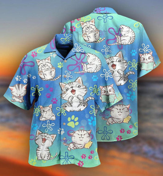 Cat Hawaiian Shirts For Summer, Best Cool Cat Hawaiian Shirts Outfit For Men Women, Friend, Team, Cat Lovers - Amzanimalsgift
