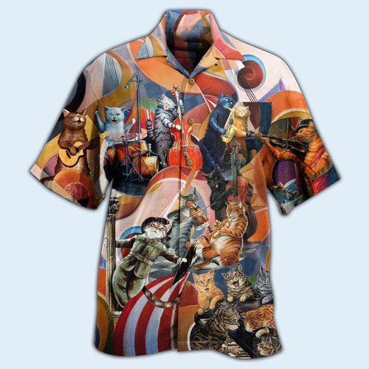 Cat Hawaiian Shirts For Summer, Cat Band, Best Colorful Cat Hawaiian Shirts Outfit For Men Women, Friend, Team, Cat Lovers - Amzanimalsgift