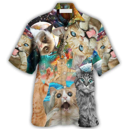 Cat Hawaiian Shirts For Summer, Cat Funny Amazing Galaxy Aloha Shirts, Best Colorful Cool Cat Hawaiian Shirts Outfit For Men Women, Friend, Cat Lovers - Amzanimalsgift