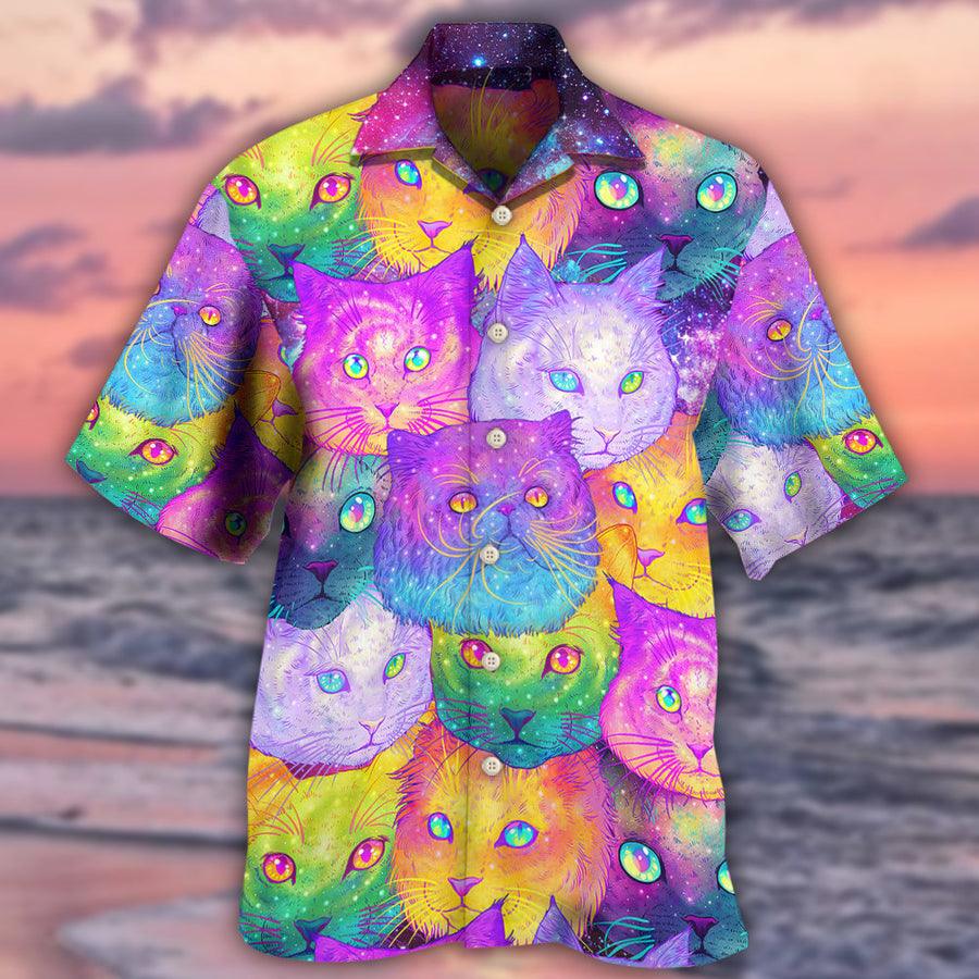 Cat Hawaiian Shirts For Summer, Cat Galaxy Colorful Cool Style Aloha Shirts - Perfect Gift For Men Women, Friend, Cat Lovers - Amzanimalsgift